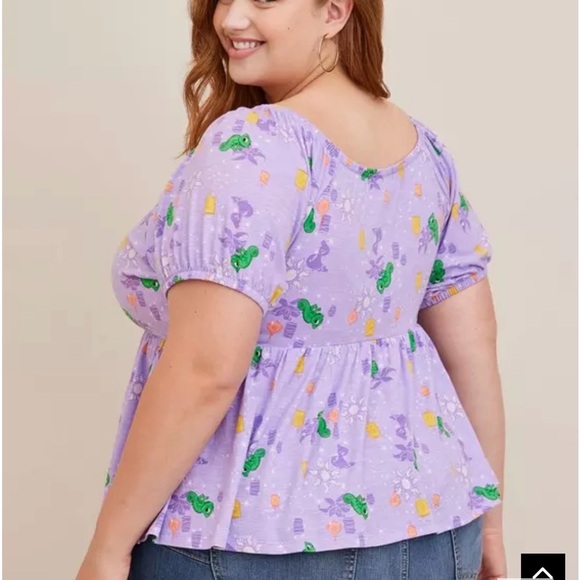 Torrid Disney Tangled Babydoll Heritage Slub Puff Sleeve Top, Size 3 (22/24) - Picture 3 of 6